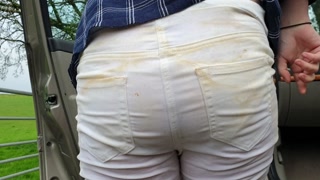 Alice - Casually peeing jeans while walking, then wetting the car seat ;)