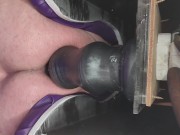 fucking my ass with a huge dildo on my funky rocker sex chair. i plan to make another better one