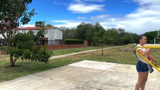 I see a little dwarf spying on me while I exercise and I invite him to penetrate my delicious ass.