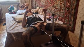 Sasha Earth Cute femboy having sex with a Fucking machine