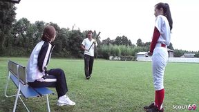 Japanese mature couple seduce skinny petite in outdoor FFM 3some