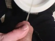 Non-Op Hairy MTF Pissing Two Streams; No Sound