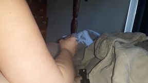 Handjob While Playing in Bed