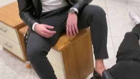 Leather jacket and Ass on his face