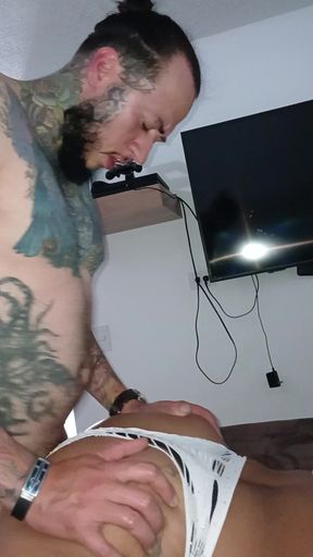 Femboy Ass in White Lingerie Gets Fucked Till I Cum