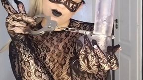 I whip the dildo and handcuff it, then I put it in my pussy PART 1