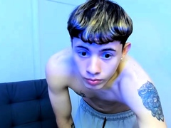 Gay twink solo for this huge cock jacking off