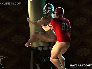 Ebony football player taking a white cock in his tight ass - 3D Cartoon