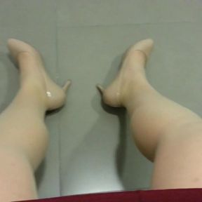 Beige Patent Pumps with Pantyhose Teaser 20