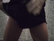 Femboy masturbates in short shorts