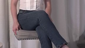 Glamour Model Kat Snow in Jeans and Red Heels Dangles, Teases and Drops in stunning 4K!