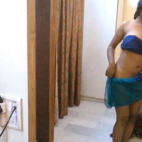 Training my wife Priya to record the shooting video, while her boobs are out.