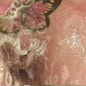 Bitch with butterfly tattoo on her cunt fucked then tastes cum