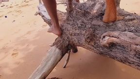 Ladysilva naked showing off her hot tanned ass with a tan line on the beach