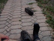 FTM Transman Rubs Feet Together in Sneakers and Socks