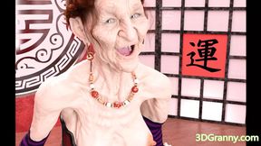 Hairy old granny drilled in animated 3D cartoon