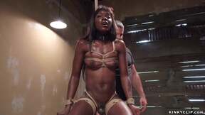 Ebony trainee rough banged by gimp