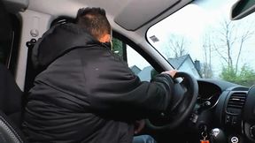 German Milf gets in the car for a good fuck ride with big dick