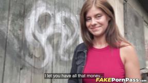 ”Brunette babe Tiffany Blue screwed outside in exchange for cash”