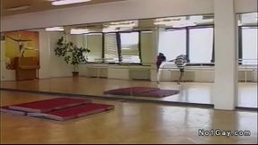 Two young studs suck and anal fuck in the dance studio