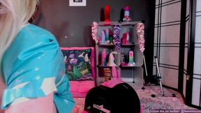 Petite blonde in latex motorbunny screams with DP pleasure