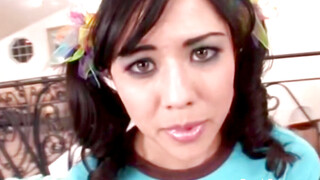 Interracial BBC fuck with a hot petite babe with pig tails