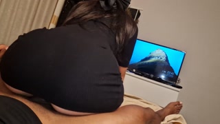 Hard sex with my stepdad jumping on his dick with my short dress getting all the cum out of him