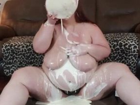Bbw pig gets messy with donuts and icing
