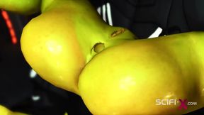 Hottie takes a massive cock in 3D animated anal session