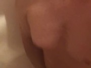 Pup jerking in the shower almost caught
