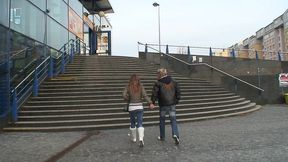 outdoor public sex couple love to be watched on roof and train station sucking dick