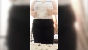 Slutty Matzawja bounces solo tits up day in front of mirror