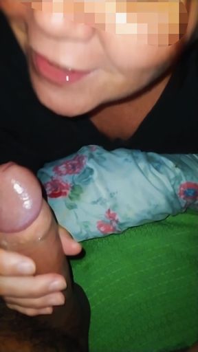 Auntie saw him naked and wanted to take care of her stepnephew's cock.