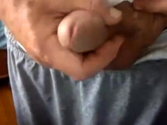 old man jerking his big dick