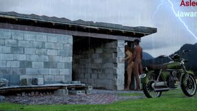 Young couple fucked outside in rain