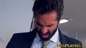 Sexy businessman fucked by slick young partner