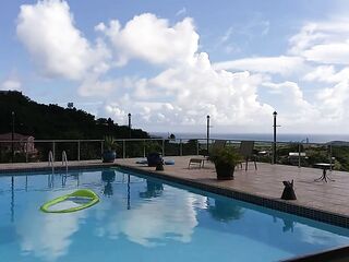 Hawt Mommy Undress Tease Skiny Dip in the Caribean (fresh cool abode, pool teaser)