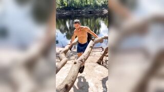Super-fucking-hot jock caught working out by a sea
