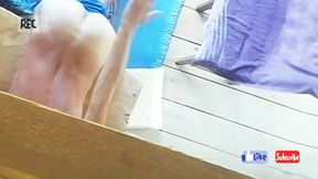 Guy Spanks Himself in Garage