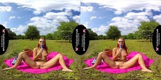 Solo Ornela Morgan is masturbating in the nature, VR