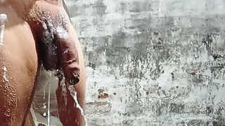 Desi Boy Bathing and cleaning his big Dick