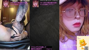 アナルプラグを挿して本棚をうろつく女装。興奮して最終的にはトコロテンしてしまう(笑)に