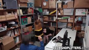 Teen thief Ivy Aura gets punished and rides big strong dick