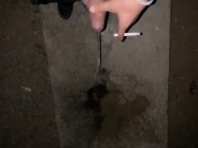 Twink is smoking and pissing at the abandoned place