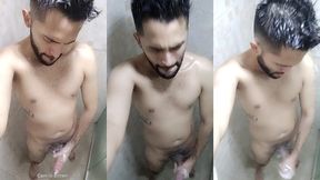 wet soapy verbal jerking off in the shower