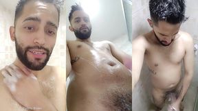 wet soapy verbal jerking off in the shower