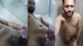 wet soapy verbal jerking off in the shower