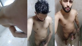 wet soapy verbal jerking off in the shower