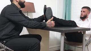 Handsome Tony S lets his feet get sucked and worshiped by dominant Rikk