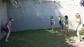 CANDY, MAIA, NIKA and SOPHIA - Let's play football with us! (4K)